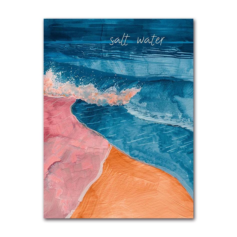 Abstract Colourful Sun Ocean Palm Tree Landscape Cactus Poster and Prints Canvas Printing Wall Art Picture for Living Room Decor