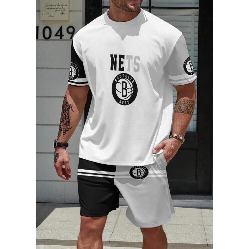 Men's Summer 3D Printed Casual Set Fashionable Comfortable Loose Color Printed Ball Sport Wear