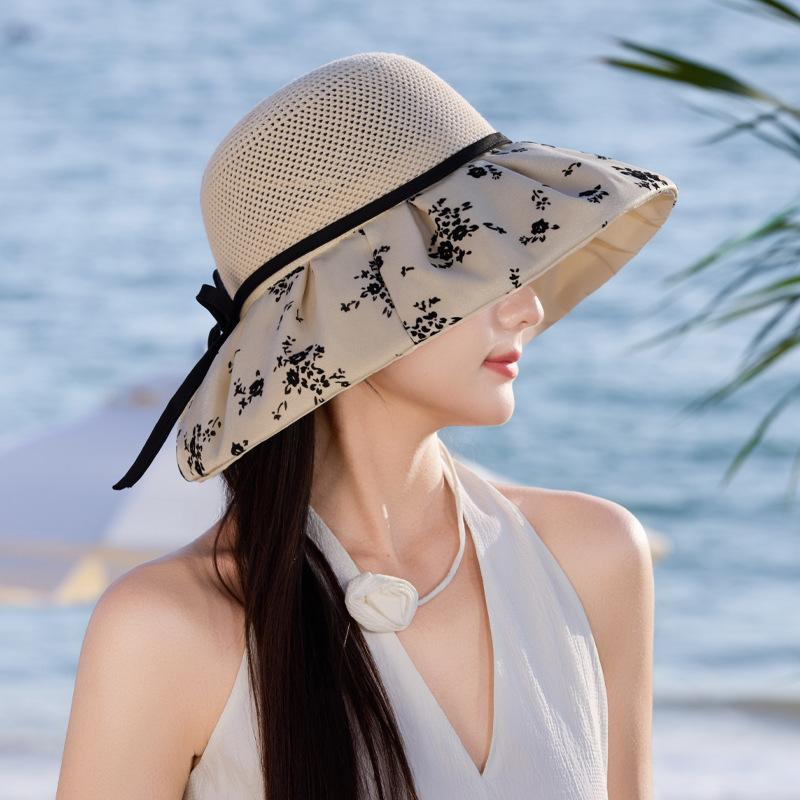 Wenling hat women's summer outdoor travel sunscreen hat big brim sun hat seaside vacation bucket hat