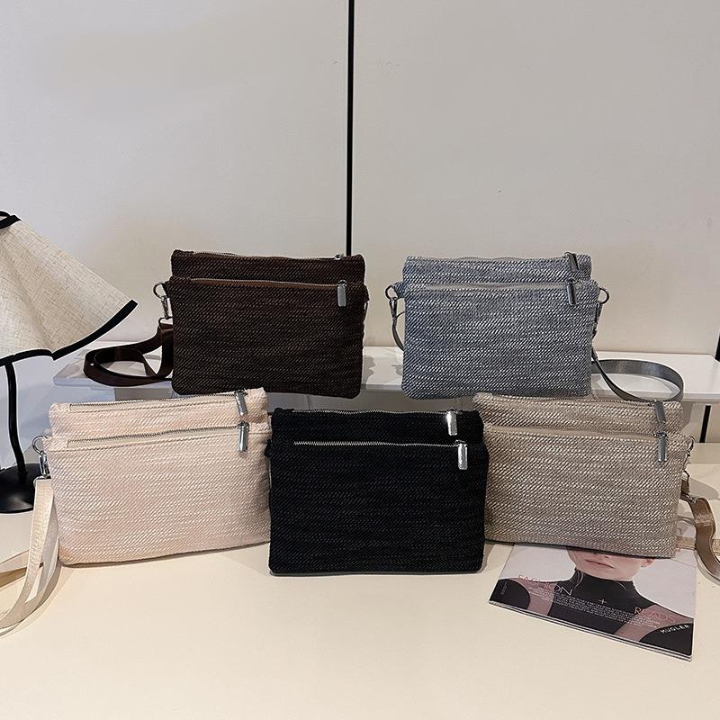 Canvas clutch bag women's new simple trend casual fashion solid color shoulder crossbody small square bag women