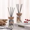 Wooden Lid Cylindrical Glass Aroma Diffuser Bottle, 120ml Flameless Car Refill, Transparent with Printing for Hotel Use.