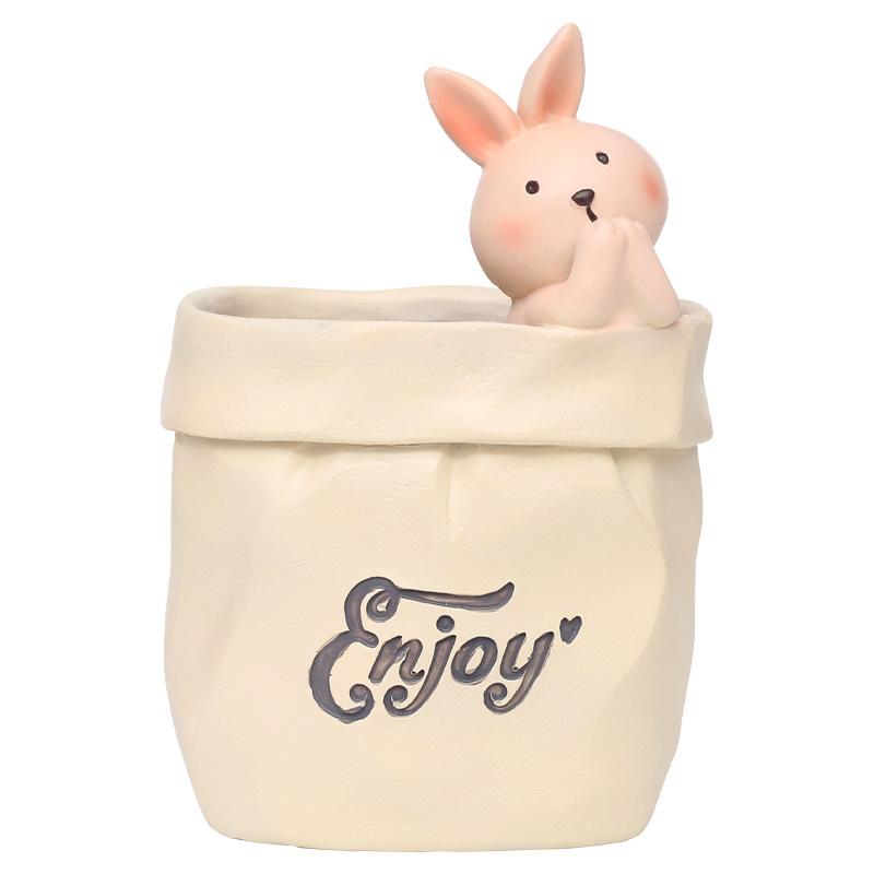 Creative Nordic Paper Bag Meaty Small Flower Pot Balcony Home Decoration Potted Table Top Mini Resin Vase