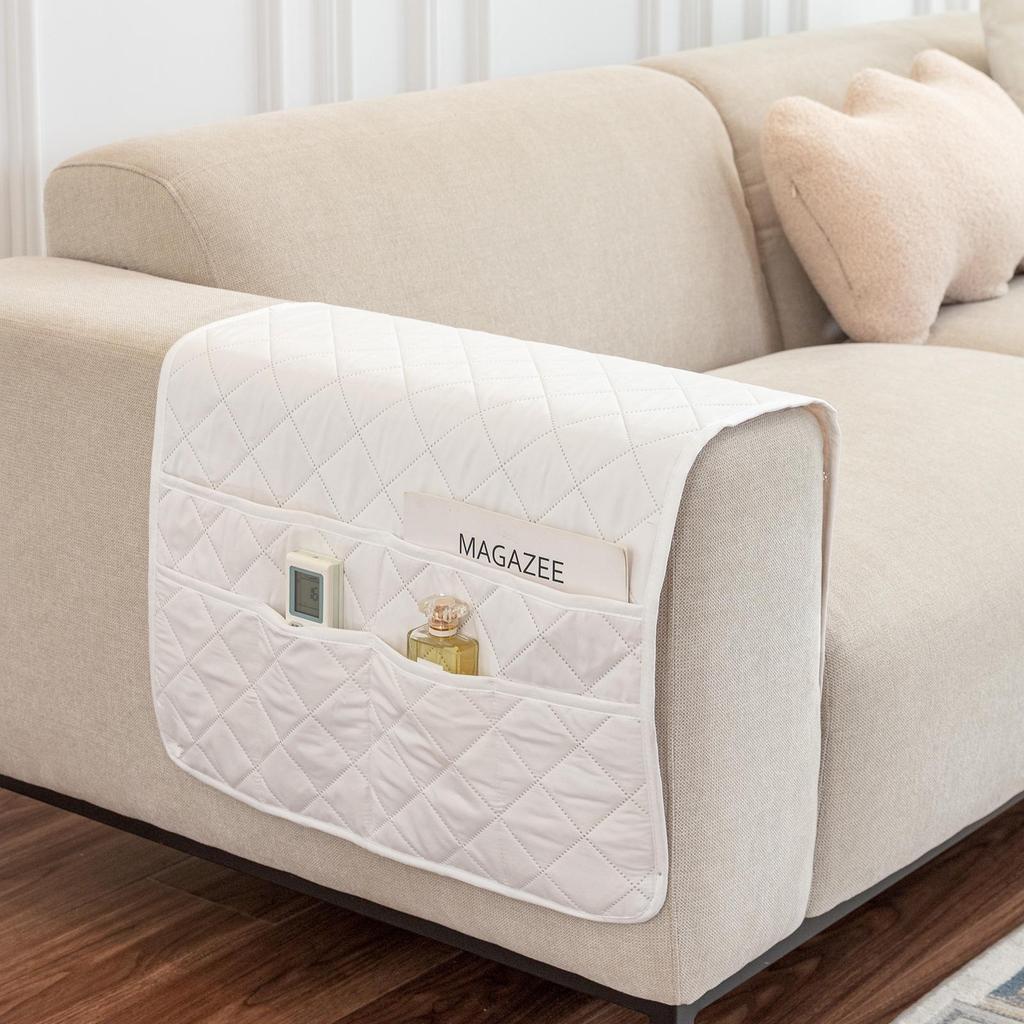Multifunctional Sofa Armrest Organizer with Storage Pockets for Magazines and Remotes