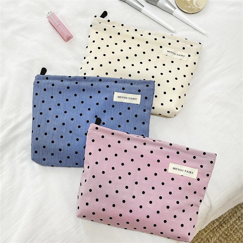 New Style Personalized Polka Dot Makeup Bag, Sweet and Portable Travel Skincare Storage Bag, Simple Toiletry Bag, Inner Pocket Bag