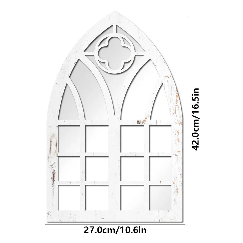 1/3Pcs Gothic Mirrors Wall Decor Spooky Gothic Arched Wall Mirrors Vintage Cathedral Arch Frame Mirror Decorative Goth Mirror