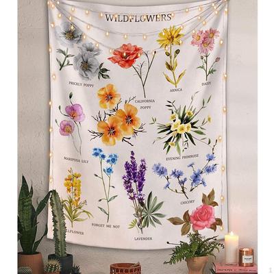 Wildflowers Printing Tapestry Wall Hanging Decor Nature