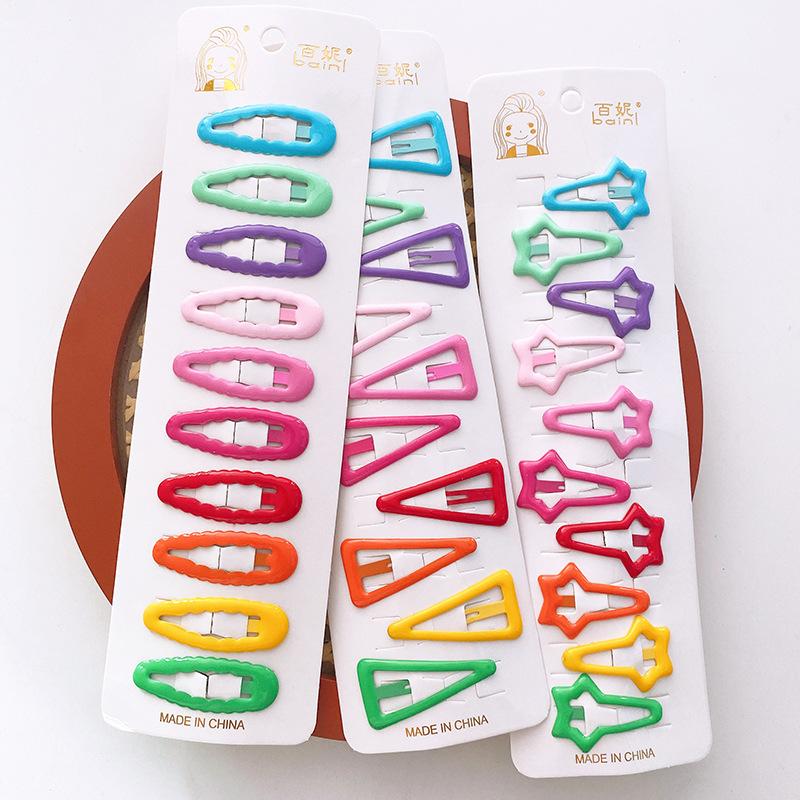 10pcs/pack Girls Colorful Alloy Bobby Pins Lovely Water-drop Heart Star Hairpins Rainbow Hair Clips Barrette Grips For Children