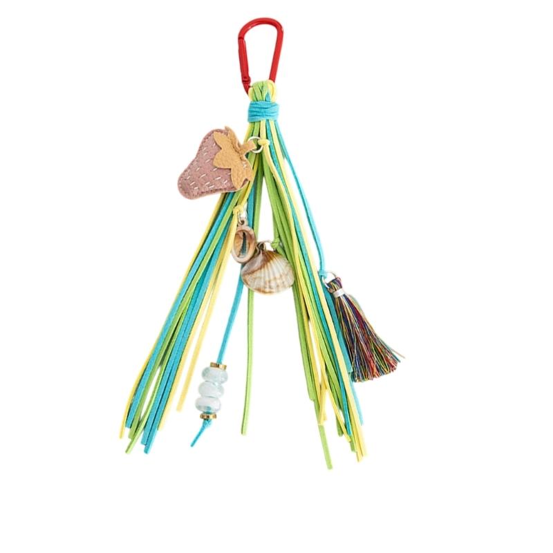 Ligero Encanto de Bolso Inspirado en Frutas con Acento de Concha de PU Hecha a Mano y Borlas Desmontables