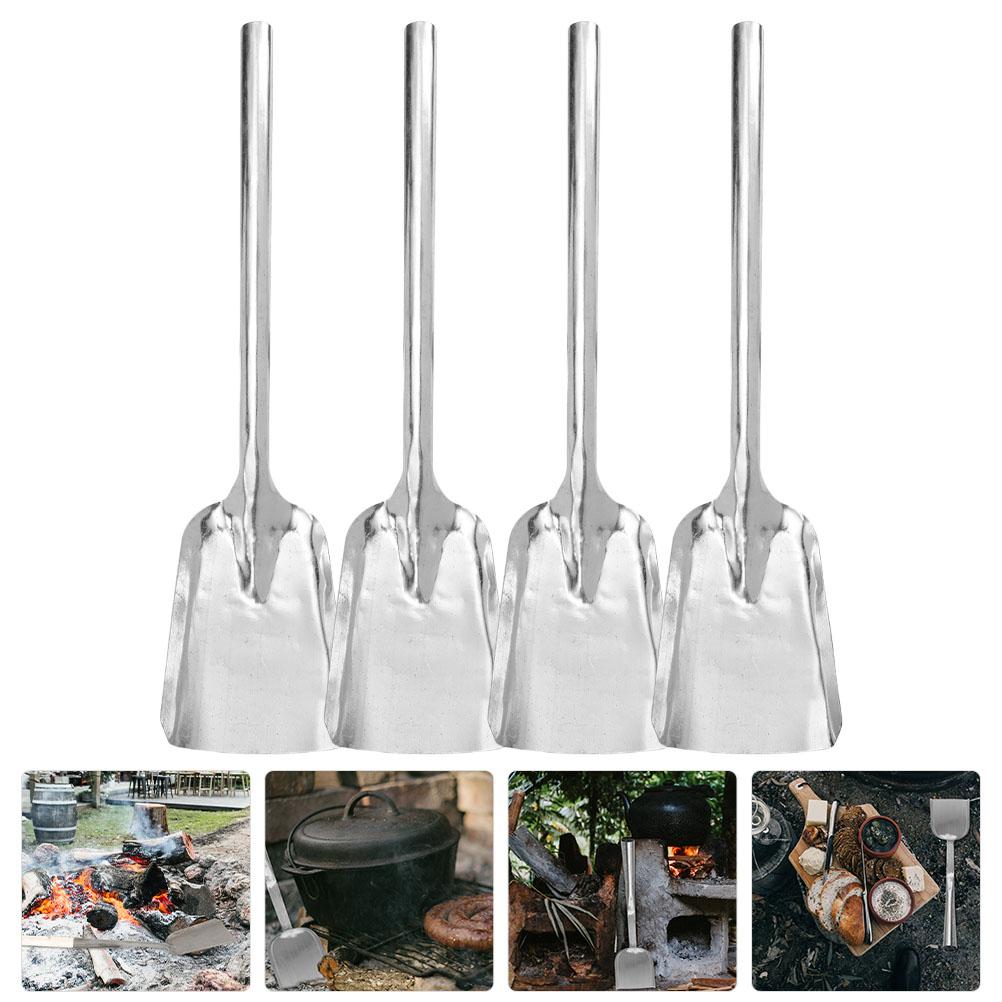

4 шт. Профессиональный древесный уголь зола бытовой ежедневный каминный инструмент износостойкий зимний нержавеющая сталь серебряный