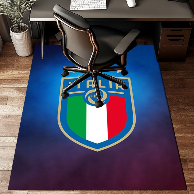 Italian Football Crest Printed Office Carpet Chair Cushion Entryway Rug, Rugs for Living Room, Bedroom Christmas gifts