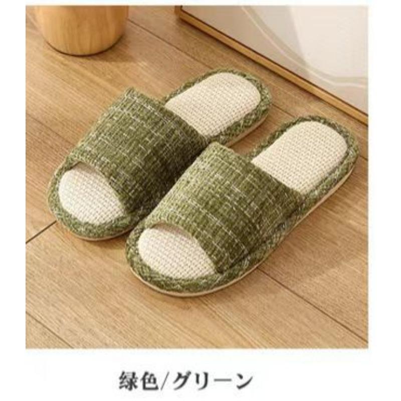 Linen slippers women's new home slippers couple home four seasons open mop silent floor mop
