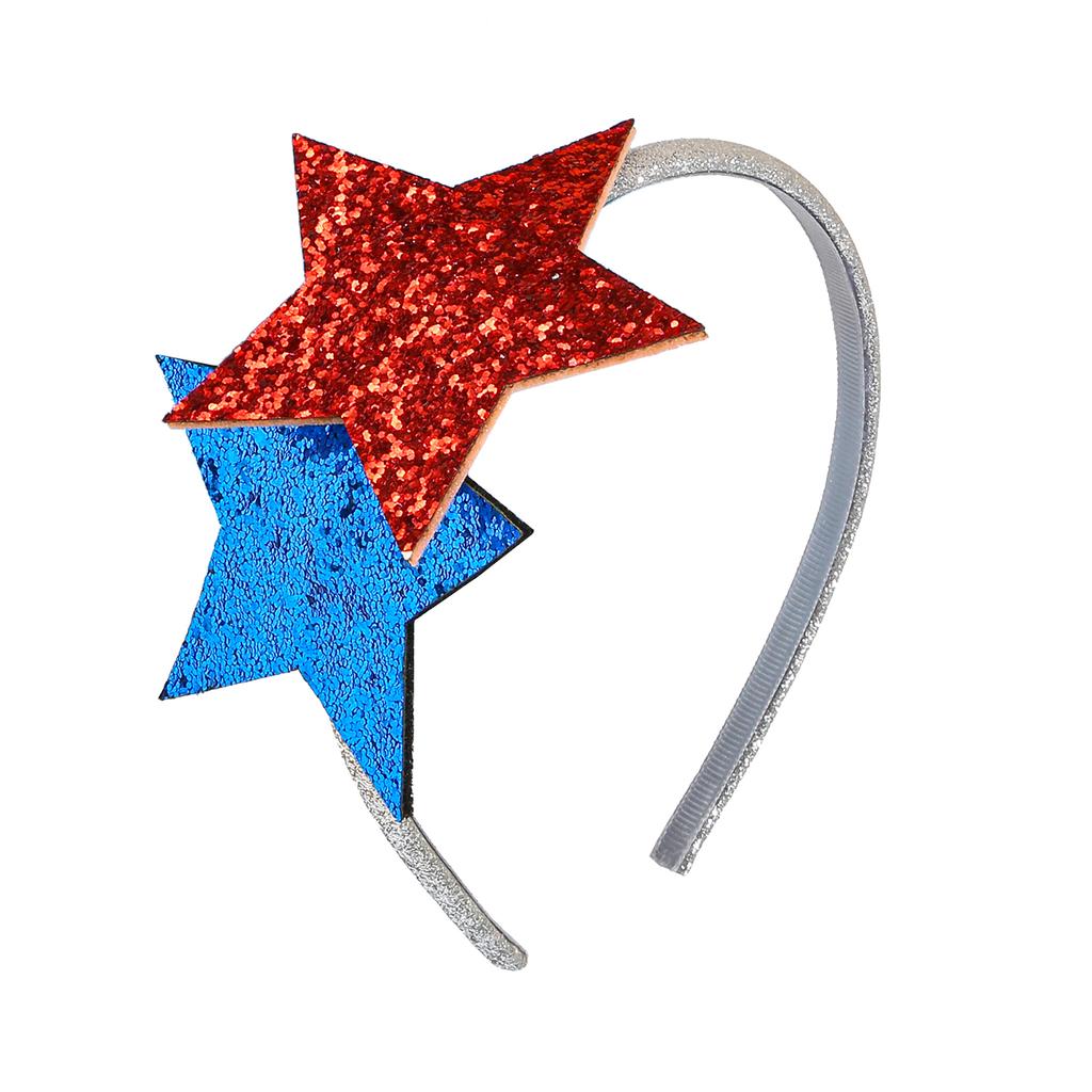 1PC USA Independence Day Star Headband for Women Girls 3.3''Glitter Star Hairbands Hairbands Headband Holiday Hair Accessories