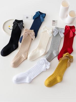 Kniehohe Baumwollsocken für Kinder mit Schleife - Frühling & Herbst Prinzessinnen-Stil