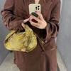 Gold Patterned Women's Handbag 2025 New Design Pleated Cloud Bag Fashion Satin Dumpling Bag