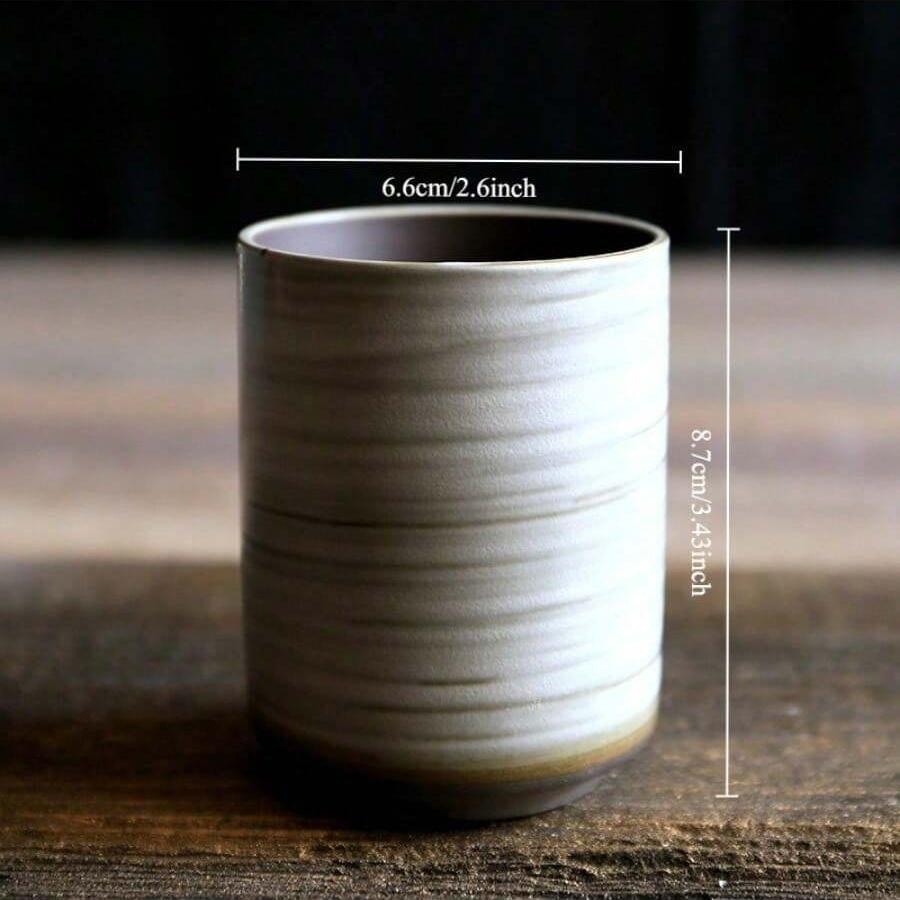 Hand-Painted Crackle Glaze Stoneware Mug for Coffee & Tea - Retro Chinese Gongfu & Japanese-Inspired Home Brewing Ceramic Cup