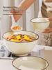 8-inch Japanese Style High-Footed Ceramic Bowls Set (2) for Soup, Noodles, or Fruit