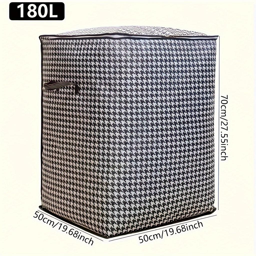 Large 47.55 Gallon Plaid Travel Storage Bag Dustproof Zipper Convenient Clothing Protection Bag Thick Durable Blanket Organizer