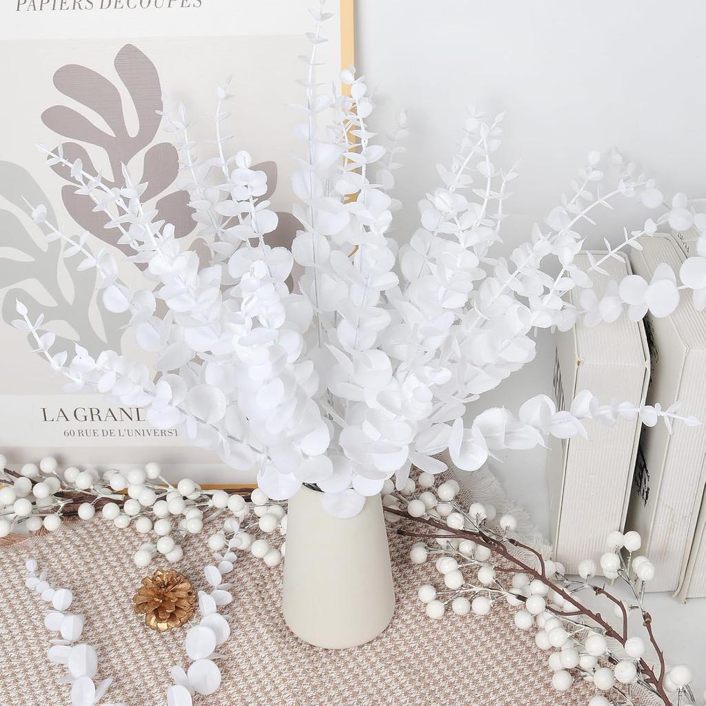 10/20pcs Artificial Plants Multicolor Eucalyptus Leaves Faux Boughs Wedding Bridal Bouquet Home Vase Table Diy Gifts Decora Prop