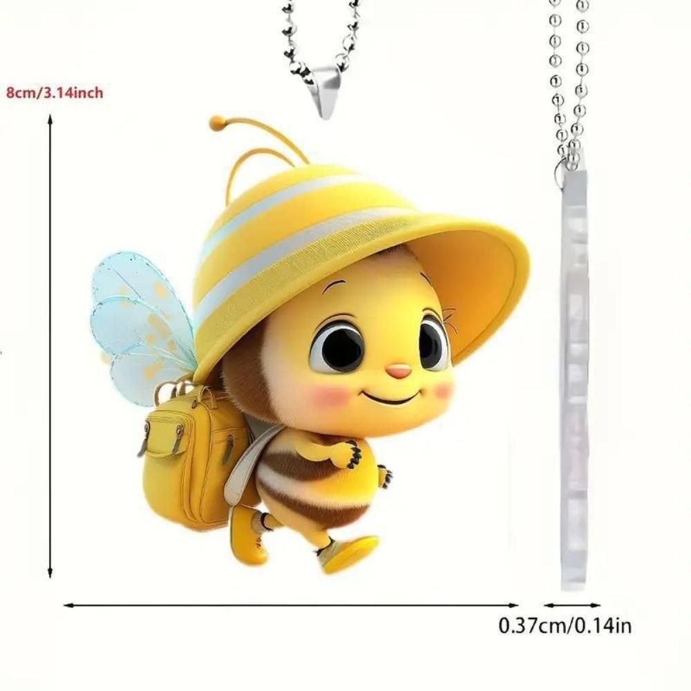 2D Flat Backpack Bee Pendant Cute Bee Xmas Tree Hanging Ornaments  Rearview Mirror Accessories