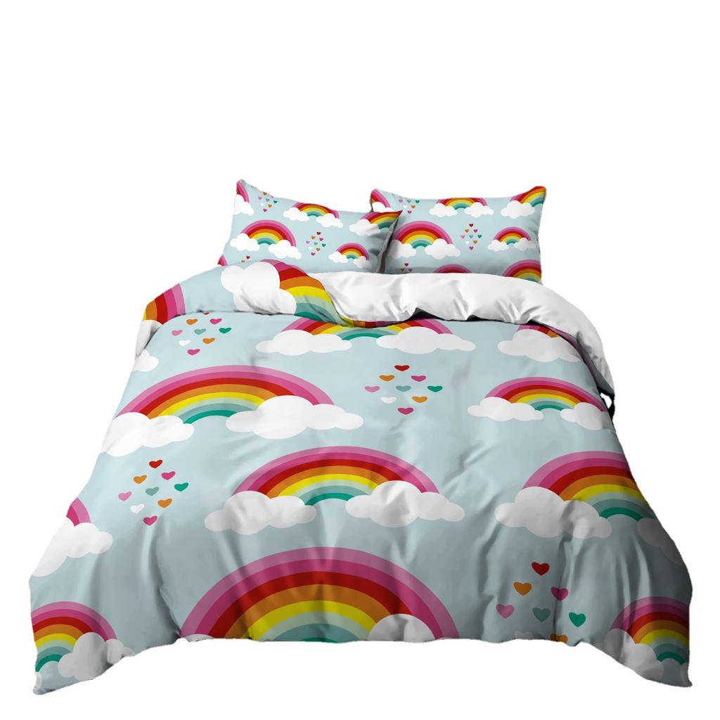 Kit Cartoon Rainbow Children'S Quilt Set Three-Piece Simple
