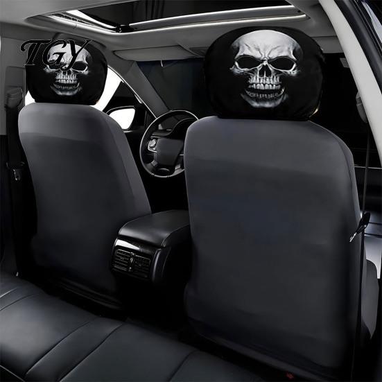 Breathable Car Interior Accessories 2Pcs Halloween Headrest Covers, Creepy Ghost Face Seat Universal Fit Protector, Auto Decor for SUV Truck