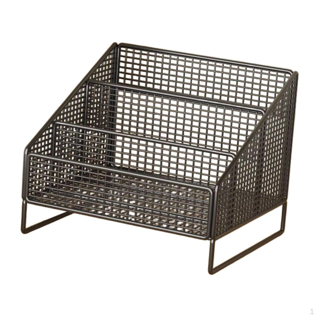 Plattenständer 3 Fächer Aufbewahrungsregal Arbeitszimmer Schreibtisch Organizer Metall