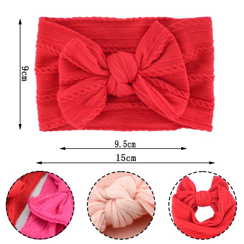 Solid Color Bow Baby Headbands, Soft Elastic Nylon Wide Hairbands for Infants