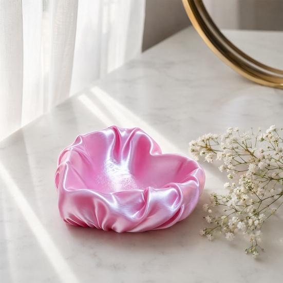 Yousheng Ruffle Love Heart Jewelry Tray, 3D Printed Earrings Necklace Ring Dish Tray, Decorative Keys Trinkets Holder Organizer Tray