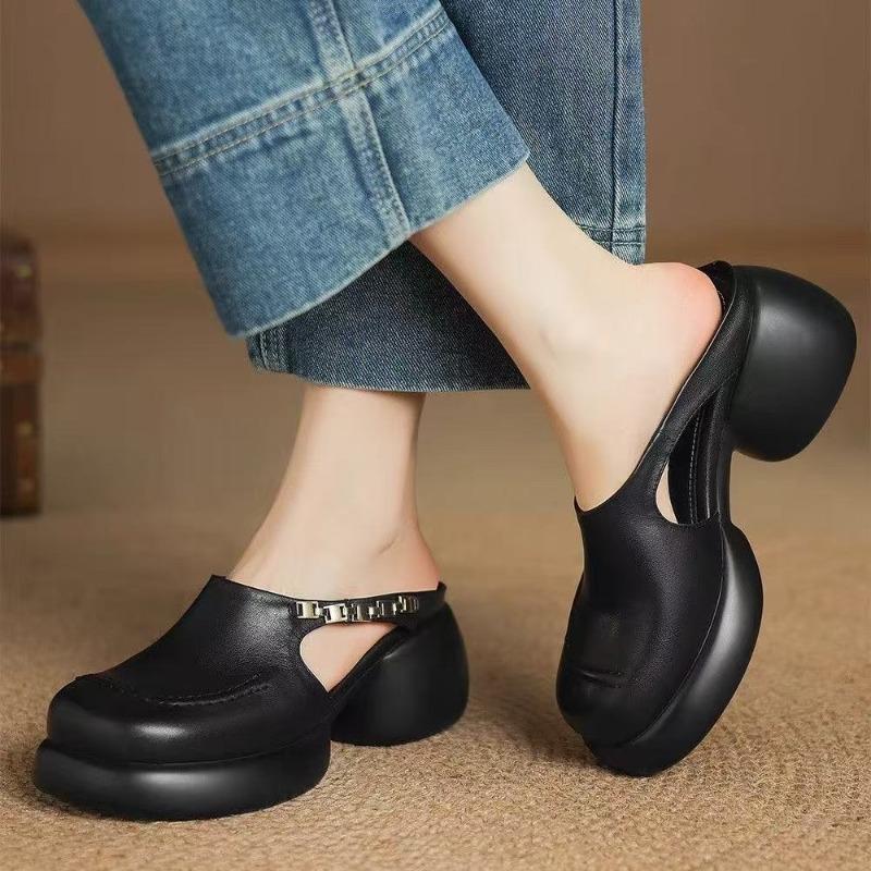 Dicker Boden Erhöhung Taschenkopf coole Hausschuhe Damen neu Sommer Rock modisch vielseitig faul halbe Hausschuhe