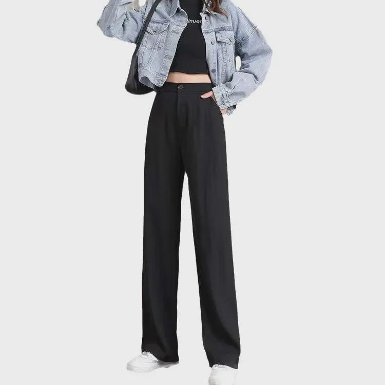 Herbst 2023 Damen High-Waist Wide-Leg Hosen im koreanischen Stil – Modisch, vielseitig und stilvoll.