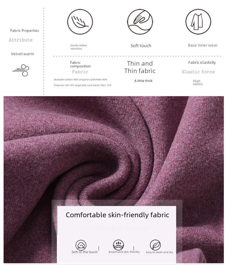Solid Color Double-Sided Brushed Warm Base Layer Set for Women & Men - Round Neck Top & Pants for Autumn
