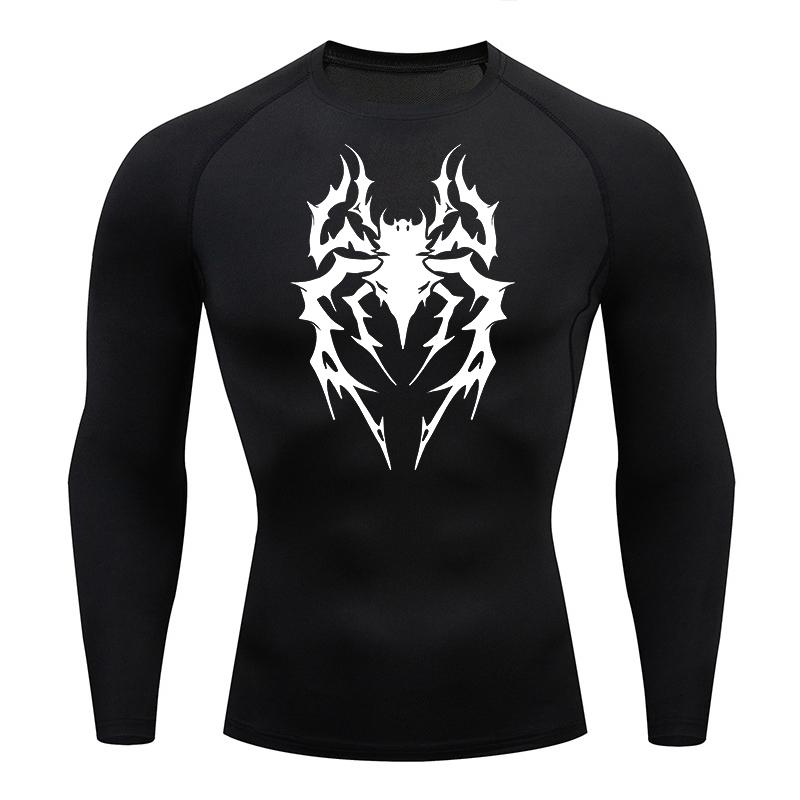 Spider Graphic Compression Shirts for Men Gym Workout Athletic Quick Dry Tshirts Tops Training Running Undershirts Rash Guard