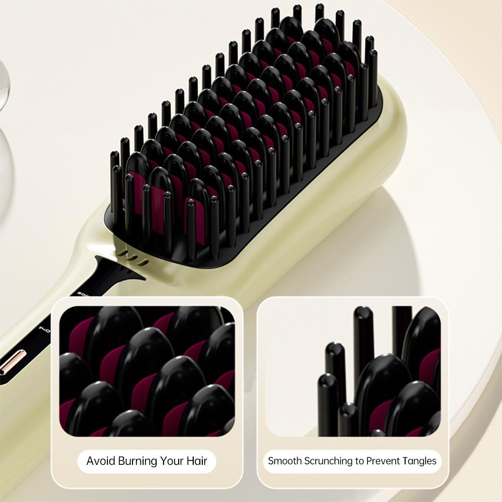 Hair Straightening Brush Negative Ion 2 In 1 Hair Straightener Heating Comb Multifunctional Hair Curler Curling Iron Stying Tool