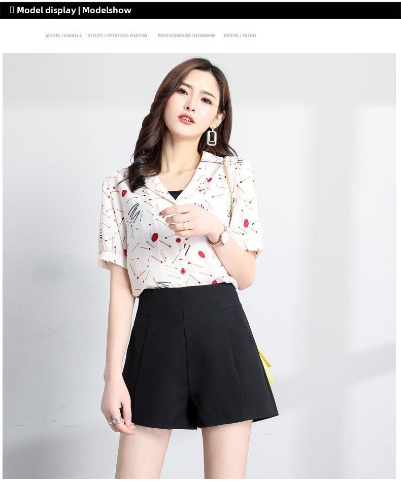 Pantaloni scurți de vară negri cu talie înaltă, cu linie A, pentru femei - ținute casual lejere, slim, cu croi larg