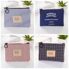 Zipper Stripe Print Coin Purse Square Canvas Letter Wallet Case Cute   Kid