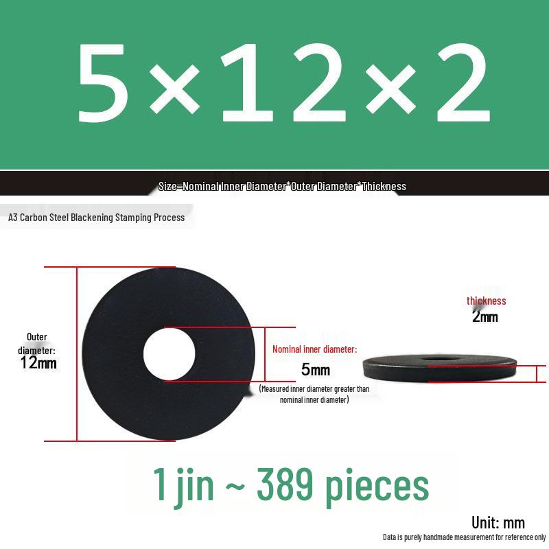 Thickened Black Flat Washer: Enhanced Round Metal Spacer for Home Use