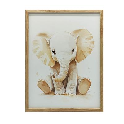 Poster Small Elephant In a Minimalist Style Poster Small Elephant In a Minimalist Style, 50X70 Cm, Frameless, Premium Canvas On Stretcher