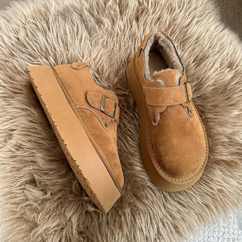 thick-soled velvet shoes women's new autumn and winter fluffy cotton shoes snow boots