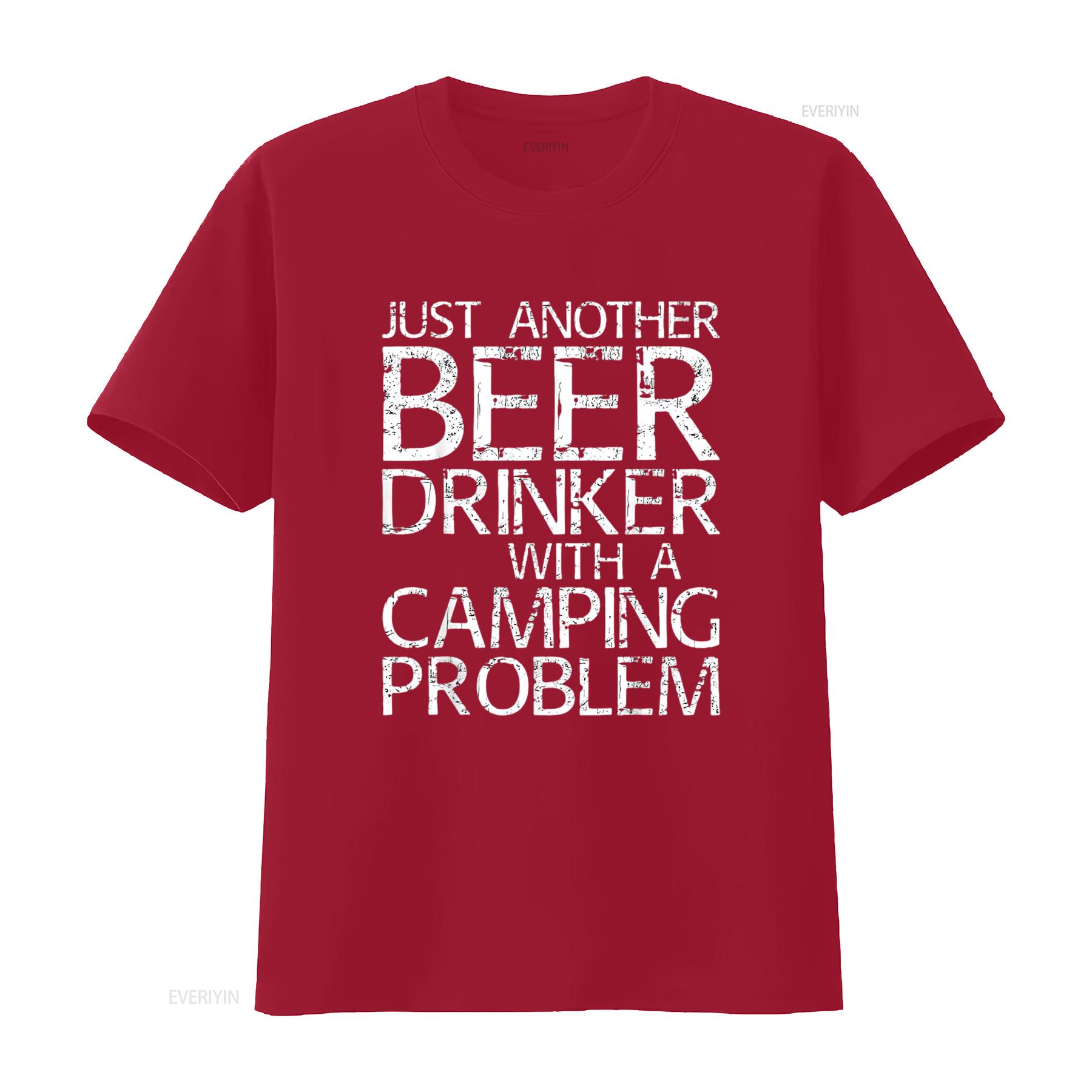 Mens Just Another Beer Drinker With A Camping Problem T Shirt Black vintage Washed graphic Versatile Top For Everyday Wear S