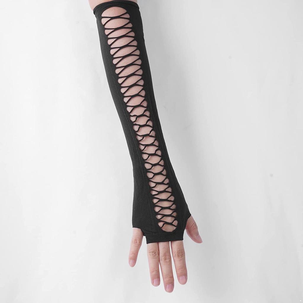 Sexy Lace Fingerless Gloves, Nightclub Dance Etiquette Gloves, Mesh Long Fun Performance Accessories