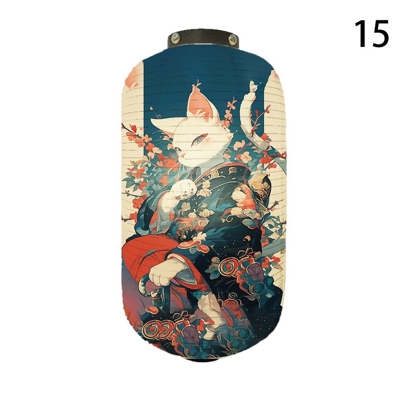 20x35cm Japanese Kimono Samurai Cat Art Pattern Lantern Restaurant Izakaya Cuisine Decor Advertising Sign Ukiyo-e Cloth Lanterns