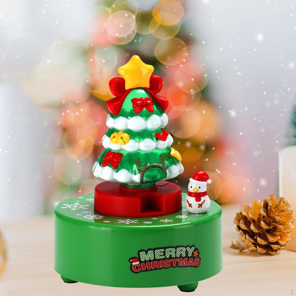 Christmas Tree Music Box Ornament Rotation Xmas Musical for Bedroom Decoration