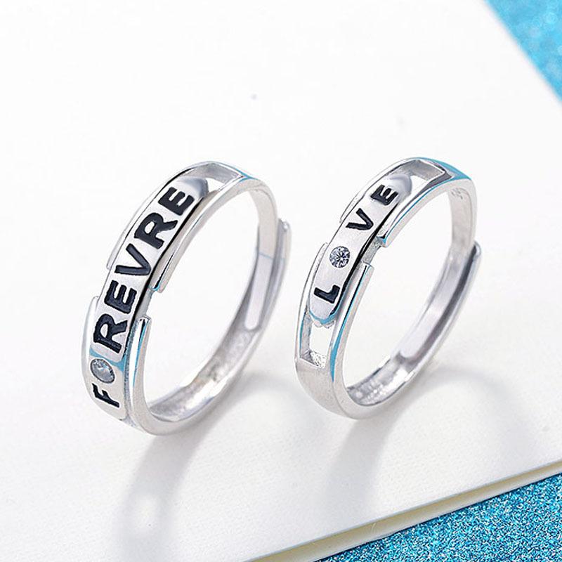 High-grade Fashion Trends Differences with Personalised Glitter and Lustre Ring Female Proposal Wedding Open Ring Couple Ring Jewellery