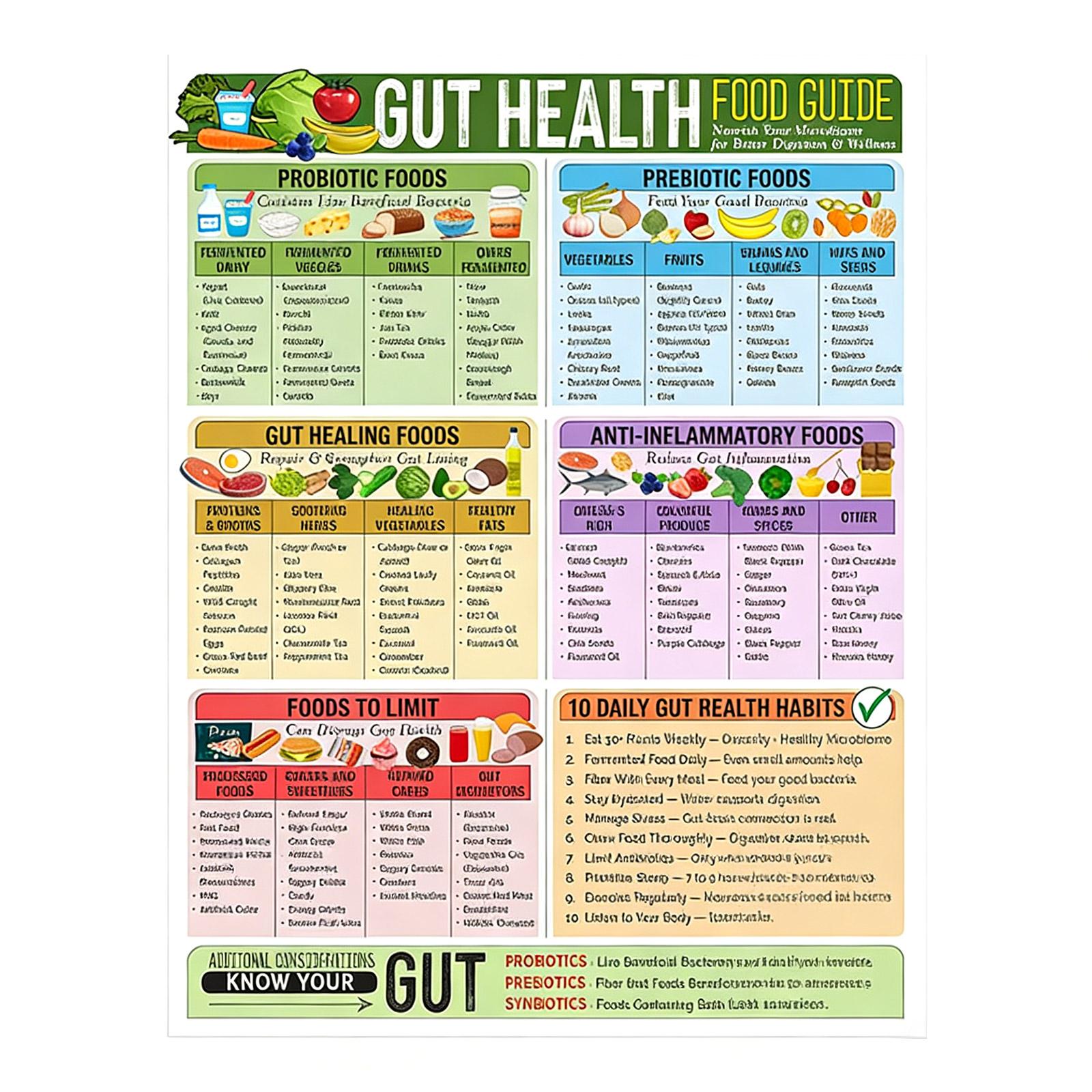 

Gut Health Food Guide Magnet Digestive Health Reference Laminated Refrigerator Magnet Kitchen Nutrition Guide Healthy Eating Chart One Size