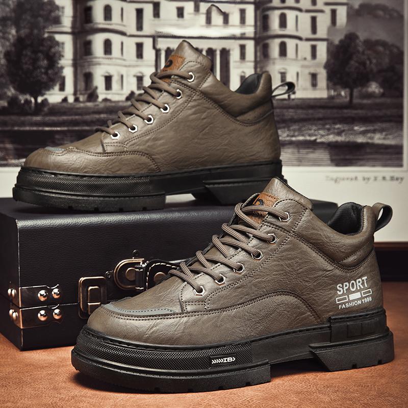 Nuovi stivali Martin alti da uomo alla moda autunno e inverno per studenti maschi e ragazzi, scarpe da lavoro con suola morbida, protezione del lavoro, sneakers Martin