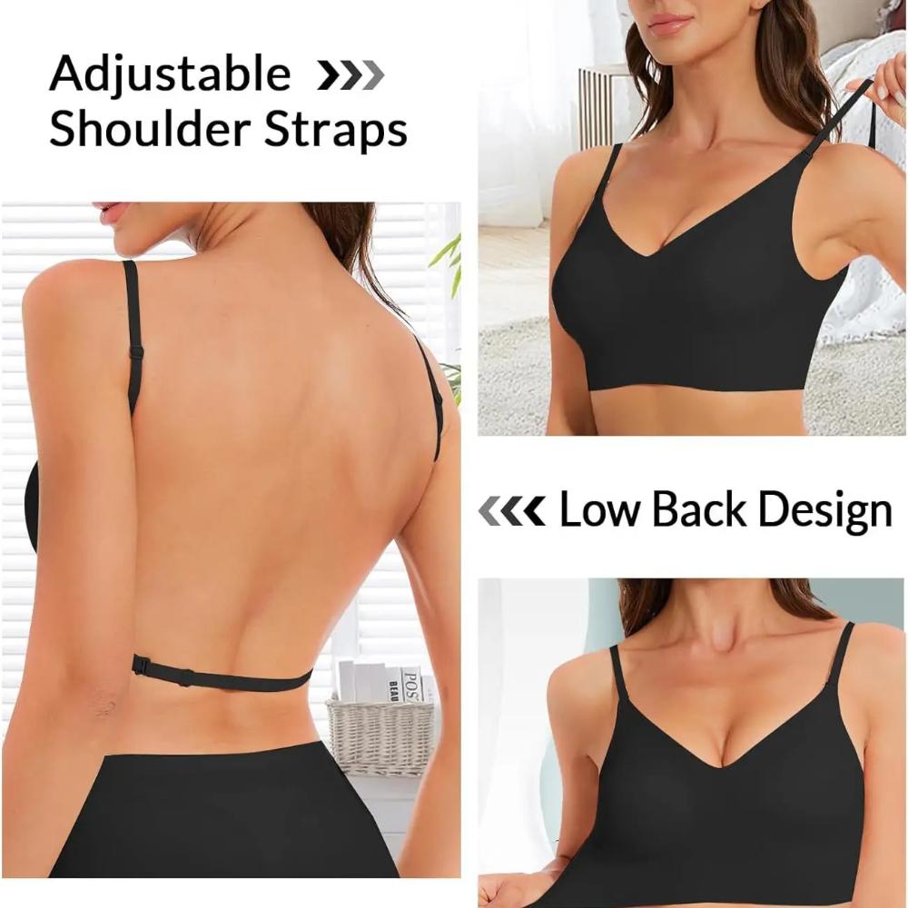 Women Seamless Underwear Sexy Adjustable Detachable Shoulder Straps Bra Summer Backless Invisible Tops Bralette Comfort Lingerie