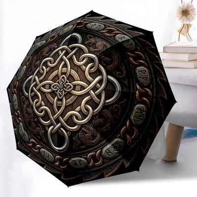 Symbolic Pattern Umbrella, Portable and Foldable Design, 8 Ribs, a Casual Accessory for Halloween, Christmas, and Birthday Gifts.