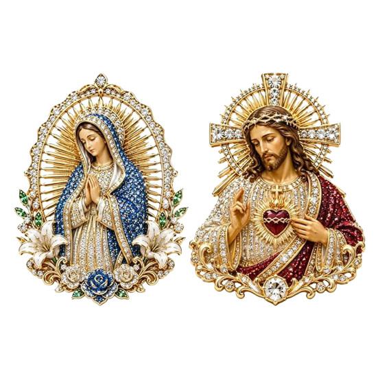 Sacred Heart of Jesus Brooch, Christian Confirmation Pin with Enamel Finish, Religious Jewelry Gift for Women Men Devotional Keepsake