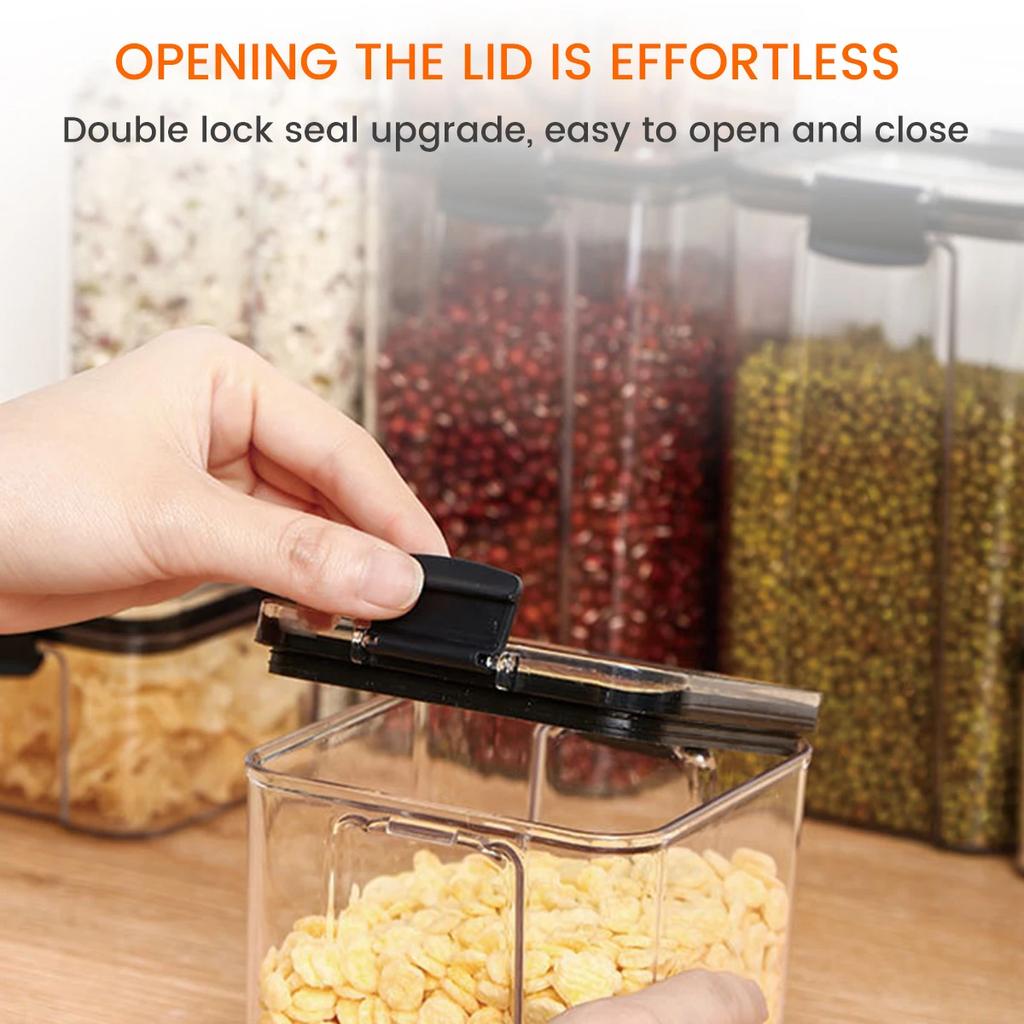 700ML Food Storage Box Stackable Kitchen Sealed Jar Clear Plastic Airtight Food Container with Lids for Cereal Organization 2Pcs