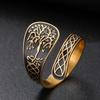 Tree of Life Ring Adjustable Open Band Spiritual Healing Jewelry Stainless Steel Boho Gift for Women Men